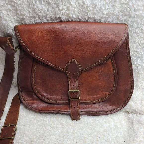 Great Seal Of The State Of Oklahoma Vintage Leather Saddlebag‎ Crossbody Purse - Picture 1 of 15